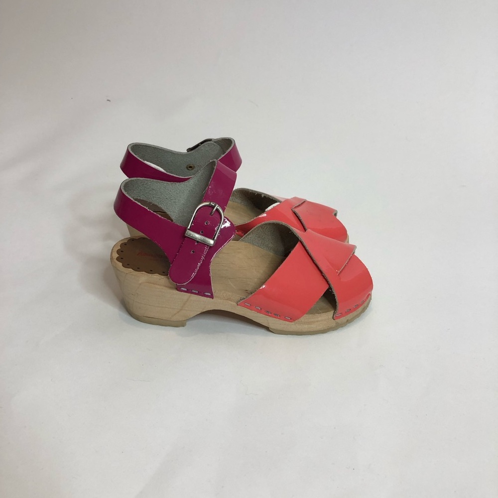 Hanna Andersson size 3 clogs pink wood sole dress